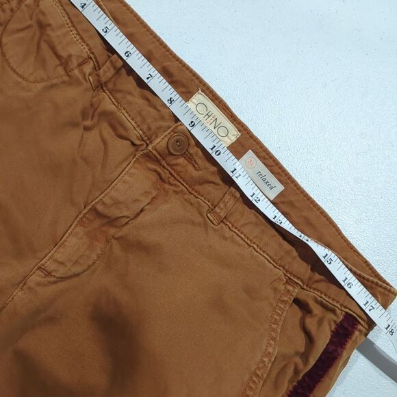 Anthropologie Khaki Chino w/ Burgundy Velvet Trim size 31 - Picture 8 of 10